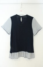 画像2: axes femme / フロント編み上げ半袖トップス M ネイビー O-26-08-25-2012-AX-TO-OW-OS (2)