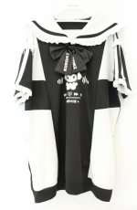 画像1: NOEMIE / クロミ フリルセーラージャージチュニック  クロ×シロ O-26-08-25-2027-LO-TS-OW-OS (1)