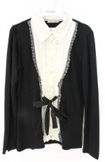 画像1: axes femme / ブラウスレイヤードカットソー M クロ×シロ O-26-08-25-2030-AX-TO-OW-OS (1)