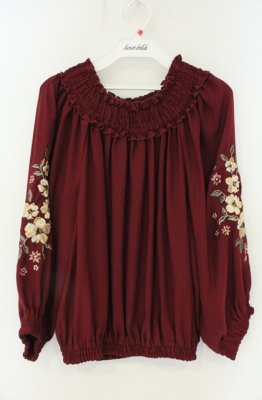 Preview of 袖刺繍トップス M ワイン