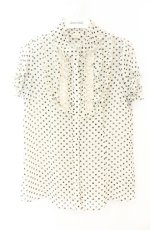 画像1: axes femme / シフォンドットブラウス M キナリ O-26-08-25-2040-AX-BL-OW-OS (1)
