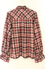 画像2: axes femme / チェックボウタイブラウス M ワイン O-26-08-25-2041-AX-BL-OW-OS (2)