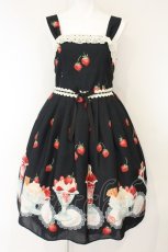 画像1: Emily Temple cute / Verry Berry Parfaitノースリーブワンピース  クロ O-26-08-25-079-ET-OP-OW-OS (1)