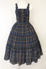 画像1: Emily Temple cute / Preppy Tartanサロペットワンピース M ネイビー O-26-08-25-081-ET-OP-OW-OS (1)