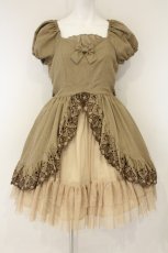 画像1: Innocent World / 馬車刺繍ワンピース  ベージュ×ショコラ O-26-08-25-082-IW-OP-OW-OS (1)
