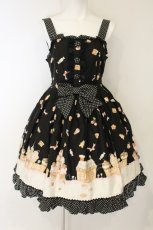 画像1: Angelic Pretty / お菓子の国シャーリングジャンパースカート  クロ O-26-08-25-089-AP-OP-OW-OS (1)