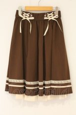 画像1: axes femme / レースアップフレアスカート F ブラウン×アイボリー O-26-08-25-012-AX-SK-IG-OS (1)