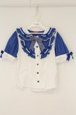画像1: BABY,THE STARS SHINE BRIGHT / Sweetheart Parfaiteriaカフェブラウス  シロ×ブルー O-26-08-25-024-BA-BL-IG-OS (1)