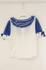 画像4: BABY,THE STARS SHINE BRIGHT / Sweetheart Parfaiteriaカフェブラウス  シロ×ブルー O-26-08-25-024-BA-BL-IG-OS (4)
