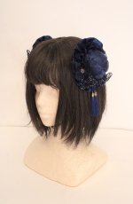画像1: Hoshibako Works / 藤花集中華風お団子クリップ式ヘッドドレス  ネイビー O-26-08-26-007-LO-AC-IG-OS (1)
