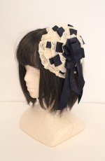 画像1: Hoshibako Works / クリームタルトカクテルハット  アイボリー×ネイビー O-26-08-26-008-LO-AC-IG-OS (1)