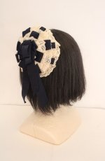 画像2: Hoshibako Works / クリームタルトカクテルハット  アイボリー×ネイビー O-26-08-26-008-LO-AC-IG-OS (2)