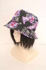 画像1: HYPER CORE / 総柄バケットハット  ブラック×ピンク O-26-08-26-009-PU-AC-OW-OS (1)