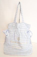 画像1: Maison de FLEUR / ギンガムチェックダブルリボントートバッグ  サックス O-26-08-26-028-LO-BG-IG-OS (1)