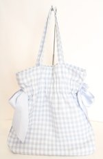 画像2: Maison de FLEUR / ギンガムチェックダブルリボントートバッグ  サックス O-26-08-26-028-LO-BG-IG-OS (2)