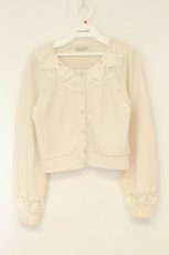 画像1: axes femme POETIQUE / レーザーカットリボンカーディガン M アイボリー O-26-08-27-041-AX-TO-IG-OS (1)