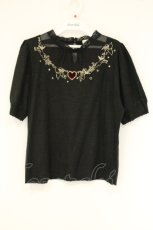 画像1: Secret Honey / エンジェル刺繍ニットトップス  クロ O-26-08-27-058-CA-TO-IG-OS (1)