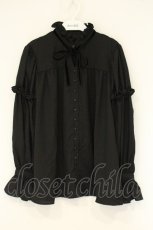 画像1: Na+H / ベルベットリボン付ブラウス hm  ブラック O-26-08-27-077-PU-BL-IG-OS (1)