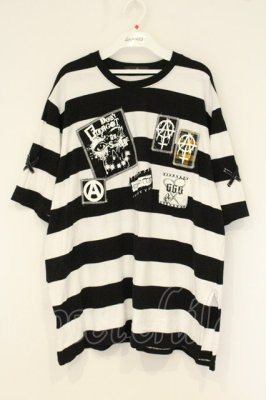 Preview of パッチワークボーダービッグTシャツ  ホワイト×ブラック
