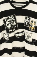 画像2: HELL CAT PUNKS / パッチワークボーダービッグTシャツ  ホワイト×ブラック O-26-08-27-078-PU-TO-IG-OS (2)