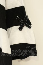 画像3: HELL CAT PUNKS / パッチワークボーダービッグTシャツ  ホワイト×ブラック O-26-08-27-078-PU-TO-IG-OS (3)