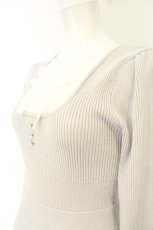 画像2: evelyn / リボンラメニットワンピース  ブルーグレー O-26-08-28-042-LO-OP-OW-OS (2)