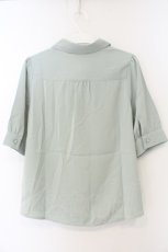 画像2: F i.n.t / リボンタイ付きロゴ刺繍衿ブラウス F ミント O-26-08-28-066-CA-BL-OW-OS (2)