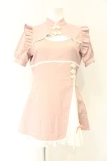 画像1: DearMyLove / チャイナ釦スリットワンピース M ピンク O-26-08-28-013-GO-OP-OW-OS (1)