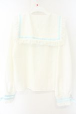 画像2: DearMyLove / 推しリボンテーラードセーラー襟ブラウス M シロ×サックス O-26-08-28-024-GO-BL-OW-OS (2)