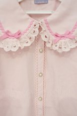 画像2: axes femme kawaii / 梯子レース半袖ブラウス M ピンク O-26-08-29-073-AX-BL-OW-OS (2)