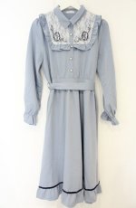 画像1: axes femme / 薔薇×額縁刺繍ロングワンピース M サックス O-26-08-30-040-AX-OP-OW-OS (1)