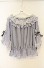 画像1: axes femme / リボン付楊柳シフォンプルオーバー F ラベンダー O-26-08-30-041-AX-TO-OW-OS (1)