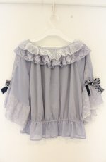 画像3: axes femme / リボン付楊柳シフォンプルオーバー F ラベンダー O-26-08-30-041-AX-TO-OW-OS (3)