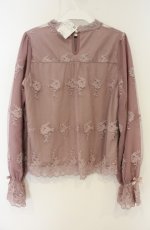 画像2: axes femme POETIQUE / 総レーススタンド襟ブラウス M ピンク O-26-08-30-047-AX-BL-OW-OS (2)
