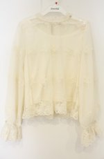 画像1: axes femme POETIQUE / 総レーススタンド襟ブラウス M キナリ O-26-08-30-050-AX-BL-OW-OS (1)