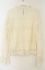 画像2: axes femme POETIQUE / 総レーススタンド襟ブラウス M キナリ O-26-08-30-050-AX-BL-OW-OS (2)