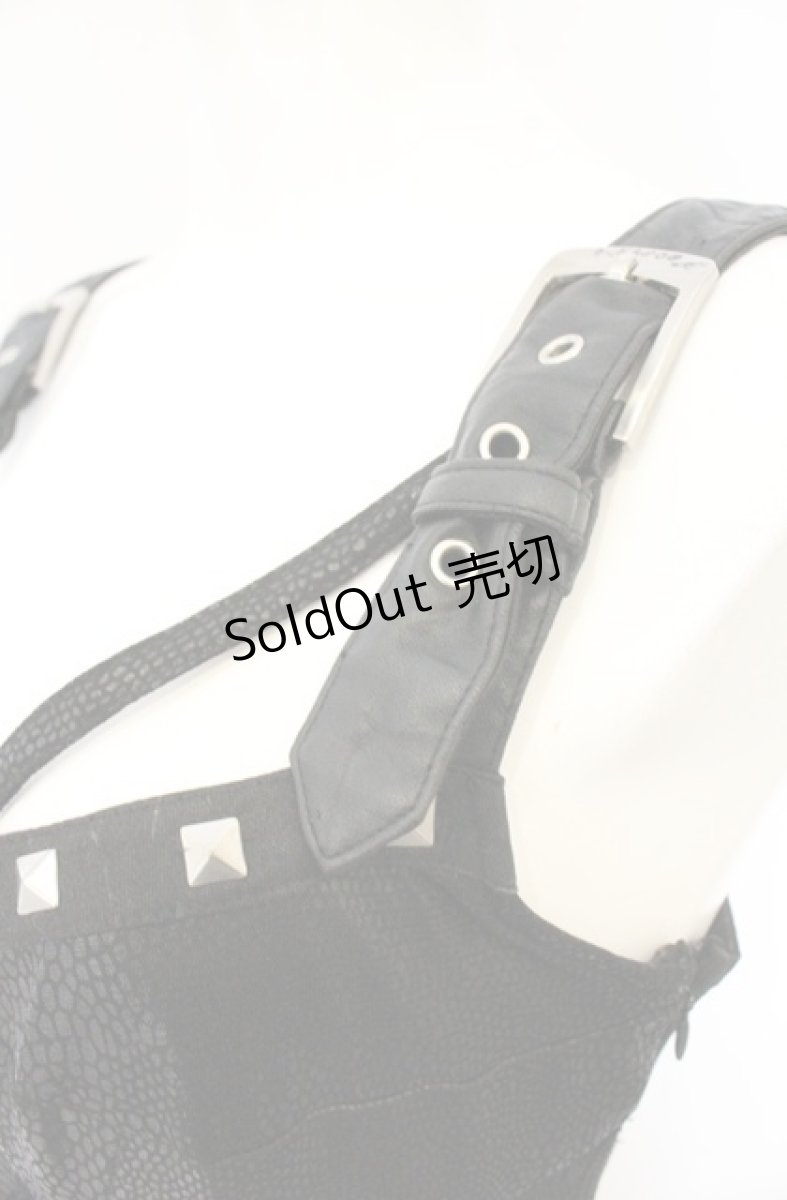 画像2: H jelly / 異素材ビスチェワンピース  ブラック×レッド O-26-08-30-056-HN-OP-IG-OS (2)