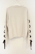 画像2: axes femme / レースアップニットカーディガン F アイボリー O-26-08-30-066-AX-TO-IG-OS (2)