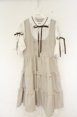 Preview of 姫袖風ドッキングワンピース M ベージュ×シロ