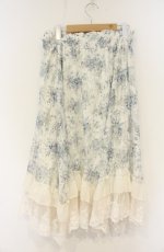 画像2: axes femme / フローラルレースイレヘムスカート F シロ×ブルー O-26-08-30-068-AX-SK-IG-OS (2)
