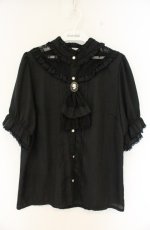 画像1: axes femme / ローズカメオ×ジャボブラウス L クロ O-26-08-30-074-AX-BL-IG-OS (1)