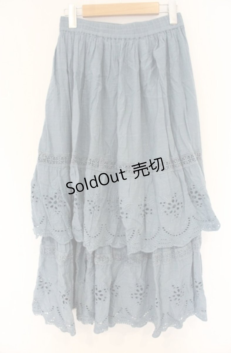 画像2: axes femme NOSTALGIE / レースティアードスカート M ブルー O-26-08-30-086-AX-SK-OW-ZT791 (2)
