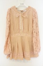 画像1: LIZ LISA / レース切り替えニットワンピース  ピンク O-26-08-30-009-LO-OP-OW-OS (1)