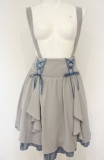 画像1: axes femme POETIQUE / フレアーフリルサス付スカート M グレー×ブルー O-26-08-30-020-AX-SK-IG-OS (1)