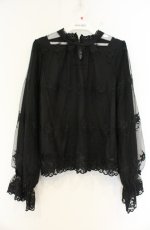 画像1: axes femme POETIQUE / 総レーススタンド襟ブラウス M クロ O-26-08-30-029-AX-BL-OW-OS (1)
