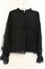 画像2: axes femme POETIQUE / 総レーススタンド襟ブラウス M クロ O-26-08-30-029-AX-BL-OW-OS (2)