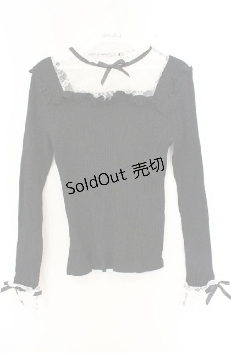 画像1: axes femme POETIQUE / デコルテレース切替テレコトップス M クロ O-26-08-30-030-AX-TO-OW-OS (1)