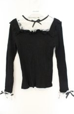 画像1: axes femme POETIQUE / デコルテレース切替テレコトップス M クロ O-26-08-30-030-AX-TO-OW-OS (1)
