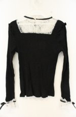画像2: axes femme POETIQUE / デコルテレース切替テレコトップス M クロ O-26-08-30-030-AX-TO-OW-OS (2)