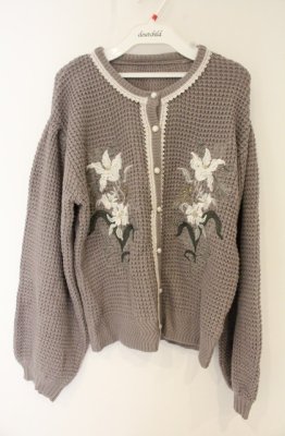 Preview of アールヌーヴォー刺繍カーデ M グレー